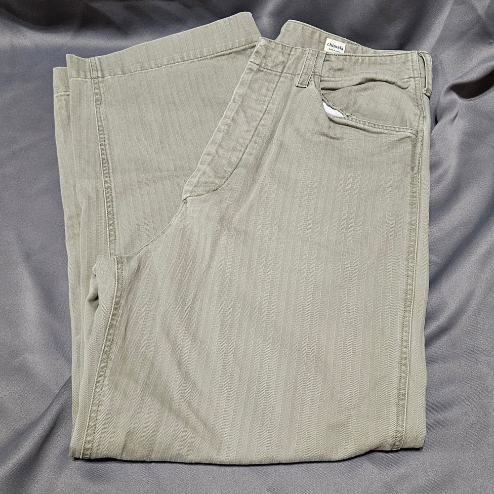 Chimala Mens Herringbone Twill Officer Pants Japan Cotton Olive Khaki 30x29